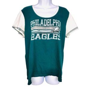 NFL Philadelphia Eagles Womens Top SZ XXL Green T-shirt Short Sleeve Scoop Neck